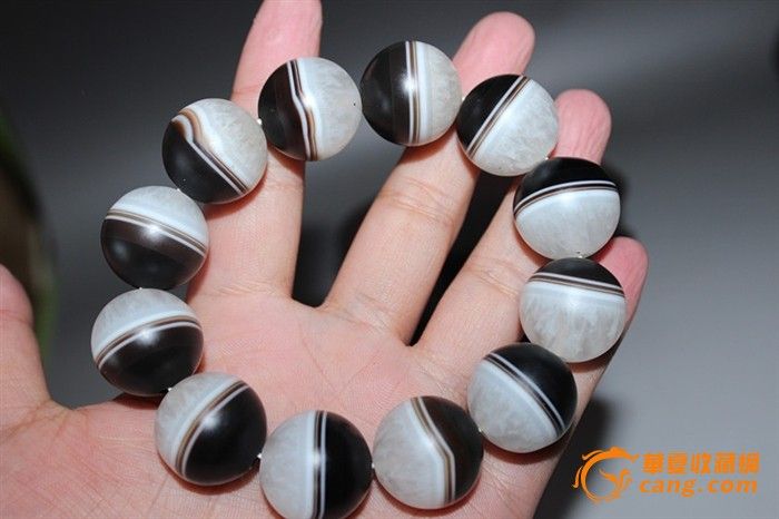 天然黑白缠丝玛瑙珠手串_在线拍卖_在线拍卖