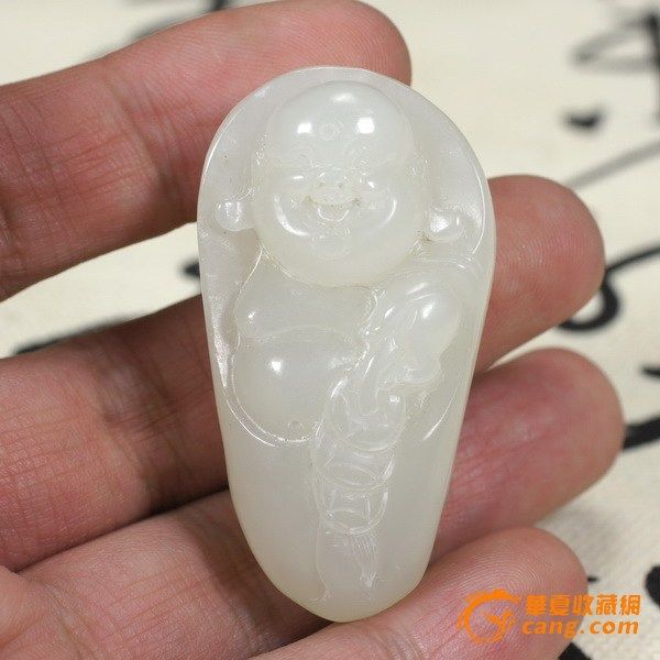 和田玉青海料白玉挂件笑佛_在线拍卖网_艺术