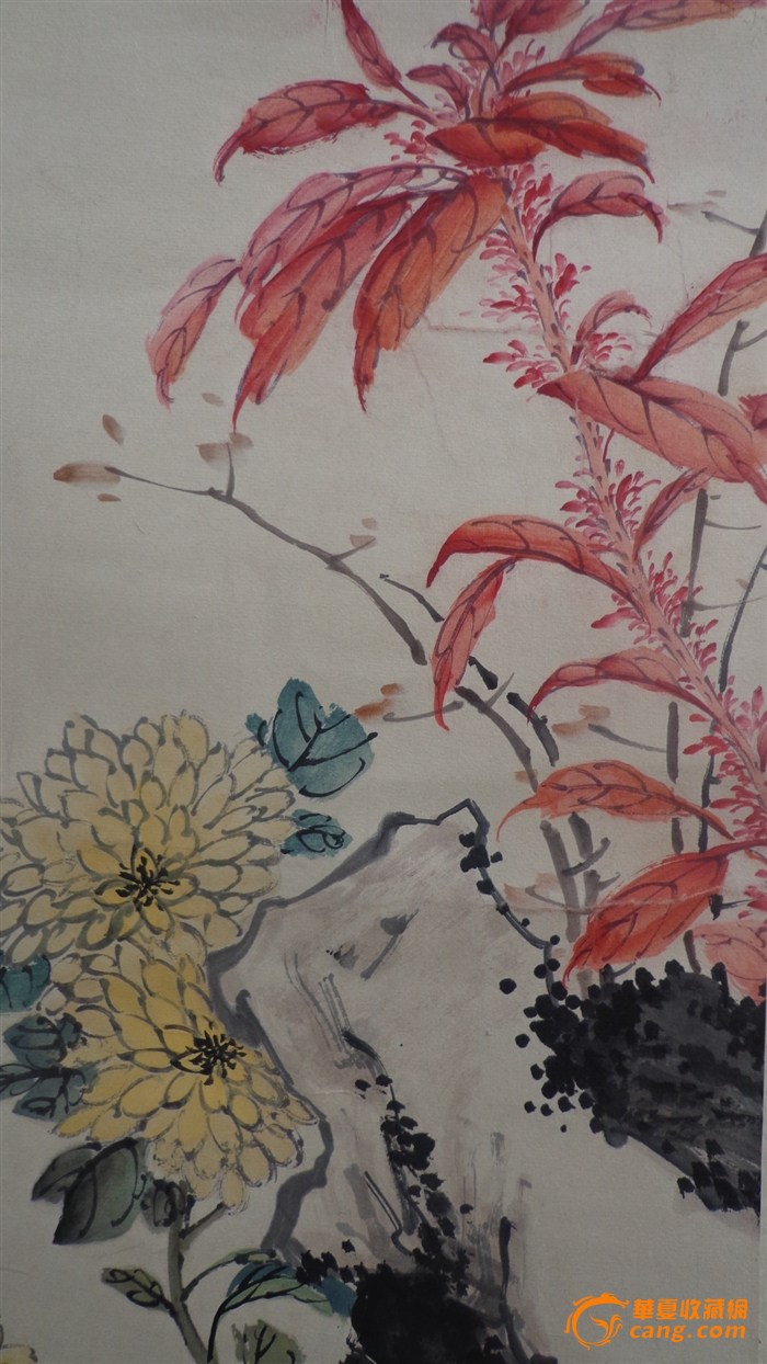 近现代花鸟画家 江寒仃 雁来红