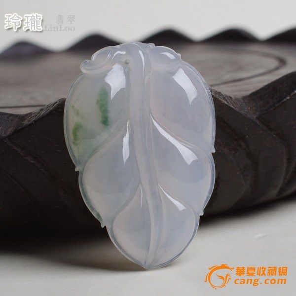 冰种飘绿花翡翠树叶吊坠 L01图6