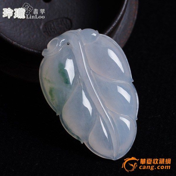 冰种飘绿花翡翠树叶吊坠 L01图4