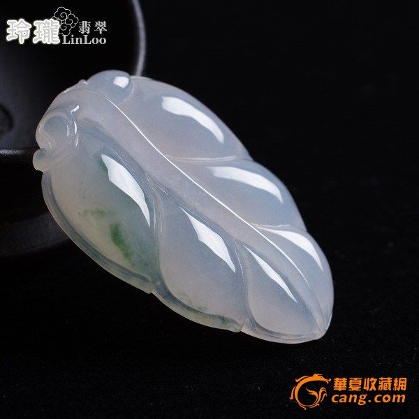 冰种飘绿花翡翠树叶吊坠 L01图3