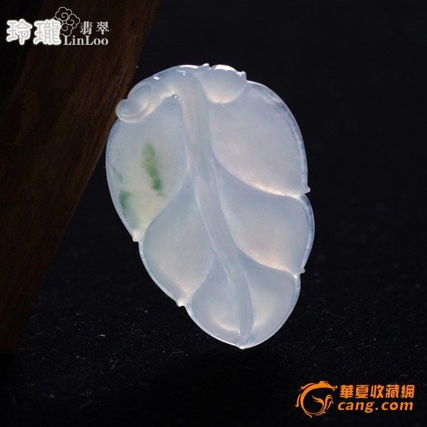冰种飘绿花翡翠树叶吊坠 L01图9