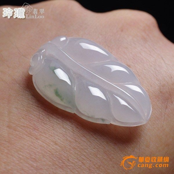 冰种飘绿花翡翠树叶吊坠 L01图10