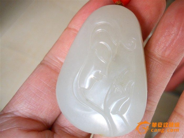 新疆和田玉籽料苏工精雕侧脸观音43克带证!图10