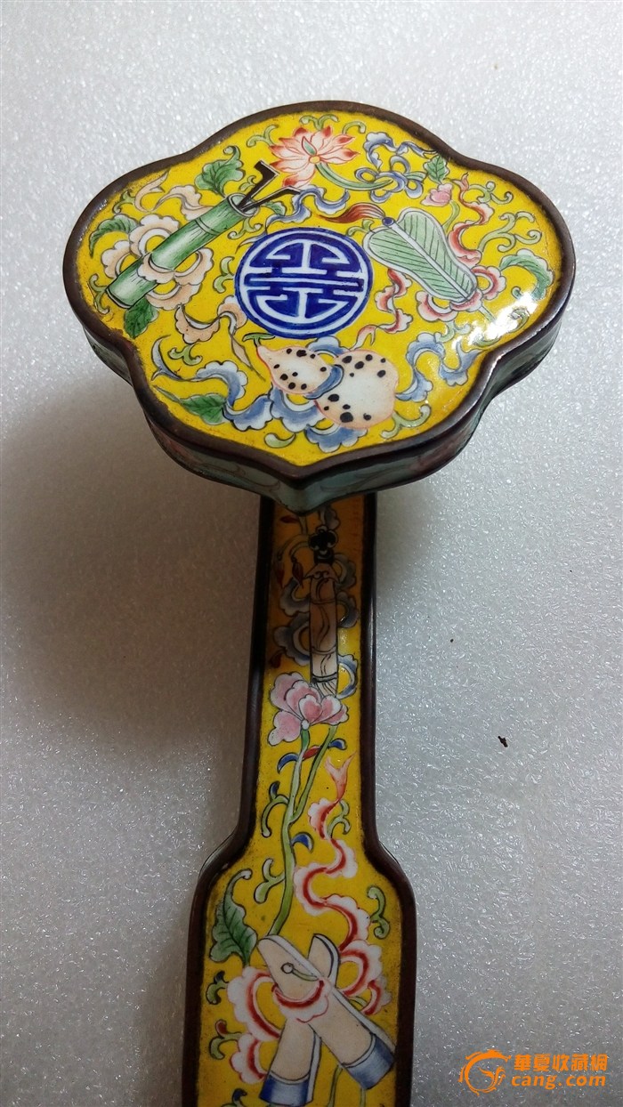 纯手工绘铜胎画珐琅如意
