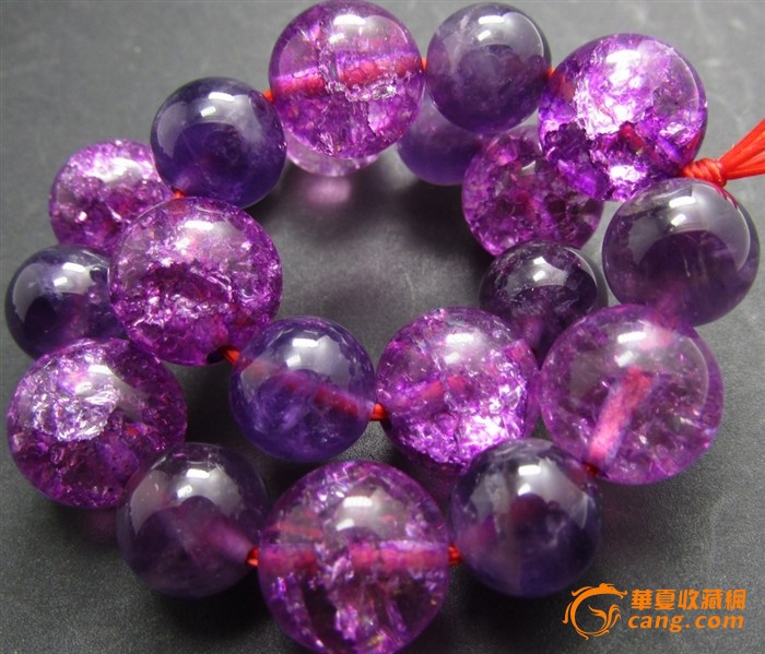 梦幻海蓝色水晶和葡萄紫色水晶混搭圆珠手串_