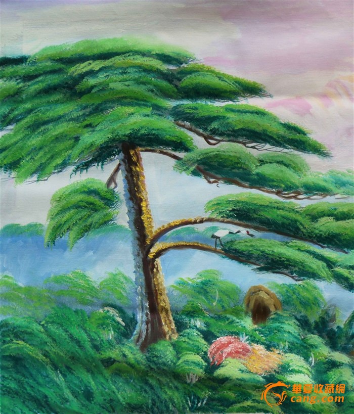 手绘油画(松树)b-2-2