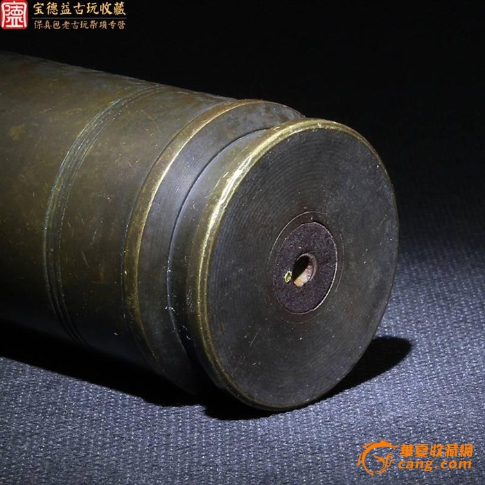 清代好皮壳老铜插香筒