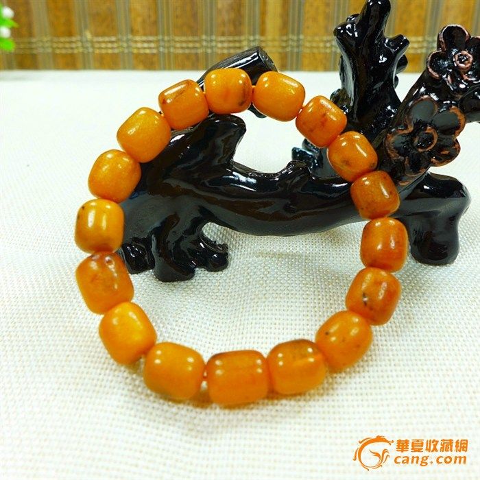 天然鸡油黄老蜜蜡细腻自然光实拍桶珠手链_在