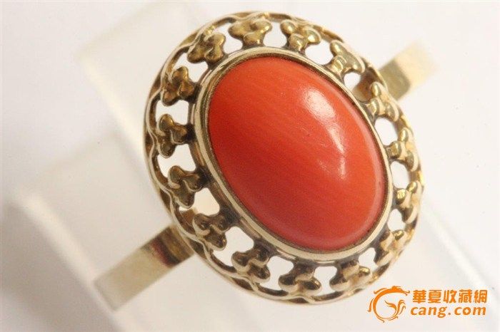狂欢节 欧州地中海沙丁红珊瑚戒指8k金 娇爱型