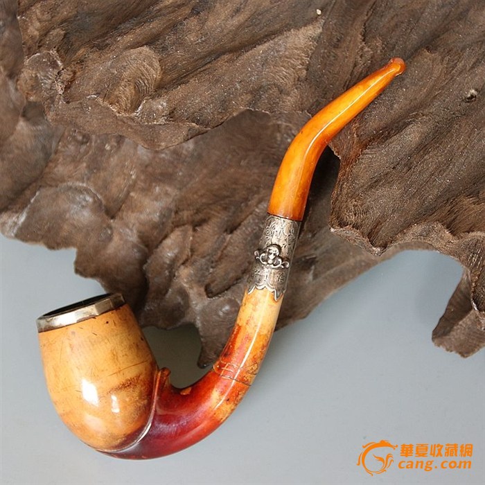【收藏级精品】 欧州回流海泡石蜜蜡烟嘴大烟斗带原盒