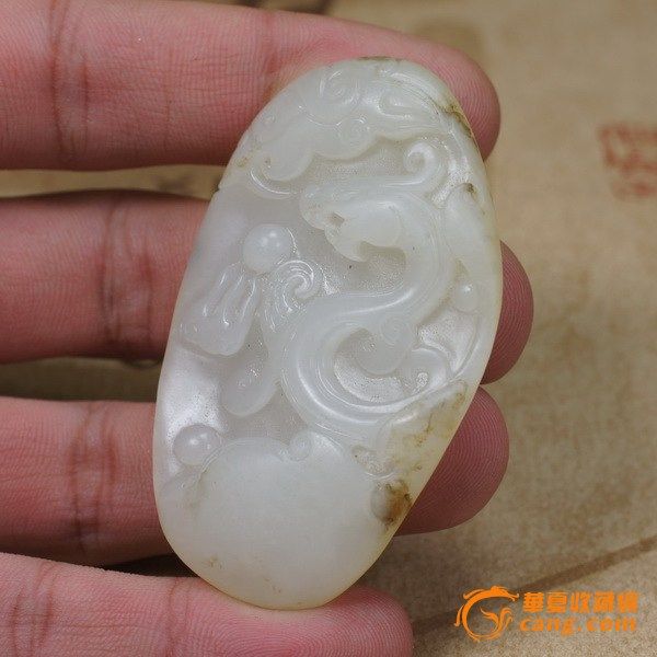 和田玉黄沁皮白玉籽料挂件十二生肖青龙_在线