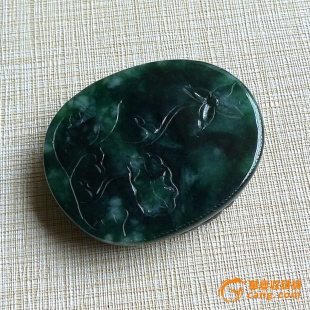 缅甸A货翡翠老坑种精雕墨绿色招财千手观音吊