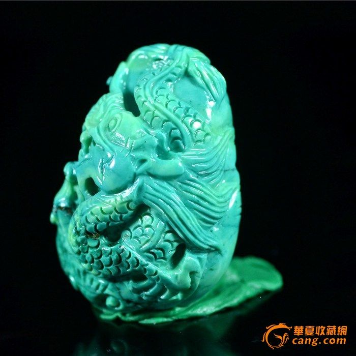 绿松石 精品 飞龙送财图3
