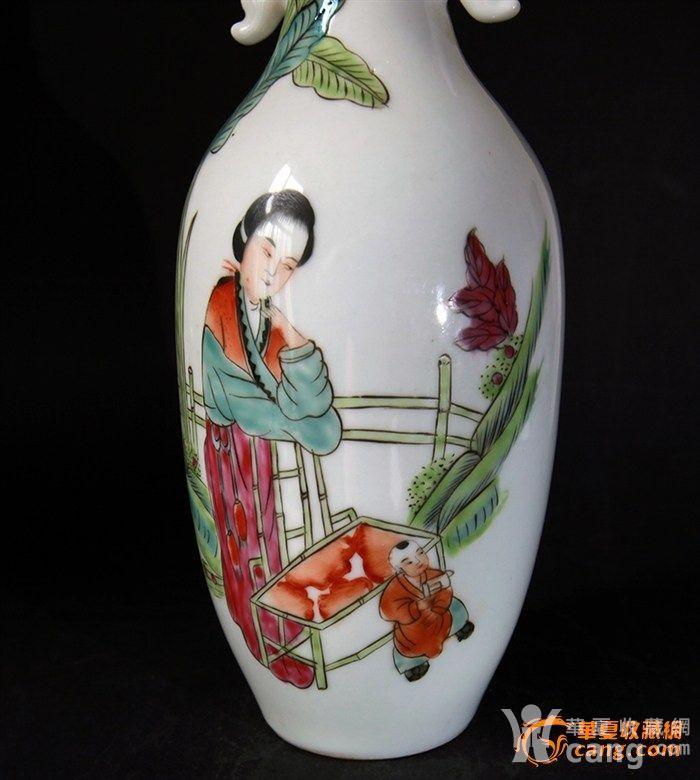 民国 吉祥粉彩人物仕女瓶 余同昌款 - 明 - 瓷器 - 华夏收藏网