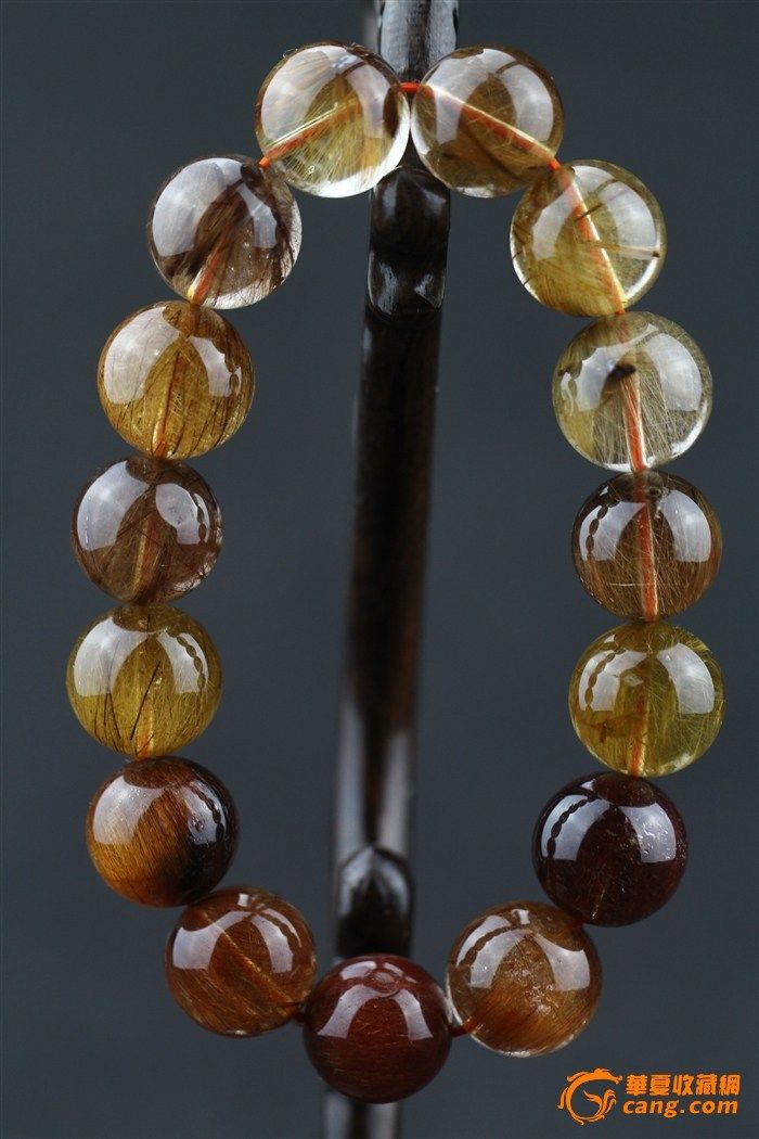 高档 天然满发晶手珠66克