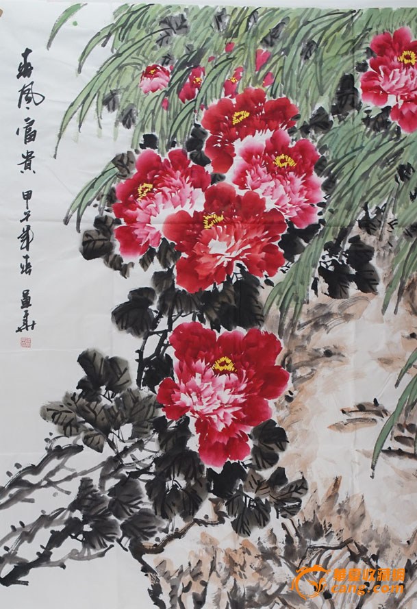 凌军华花鸟画国画 春风富贵淡雅水墨画