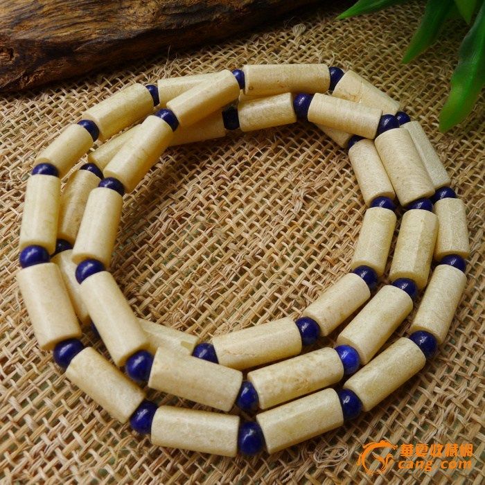 鸡骨白项链 配珠天然青金石g90