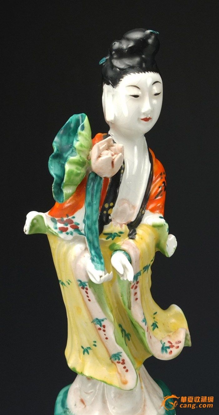 清晚民初_粉彩【王荃记造四字款】塑雕像_摆件