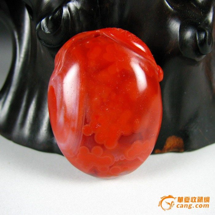 超油润天然柿子红南红玛瑙俏色雕 金玉满堂 挂件