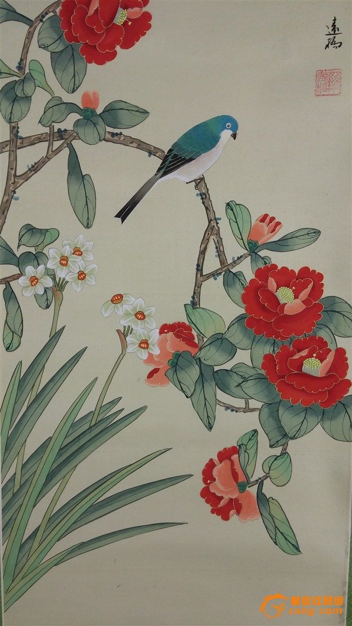 罗远桥 工笔花鸟立轴
