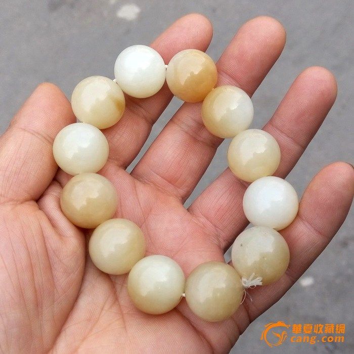 和田玉俄糖白玉18mm手串