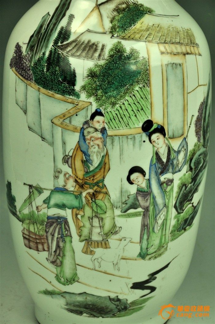 民国早期余茂生粉彩孟母三迁特大瓶