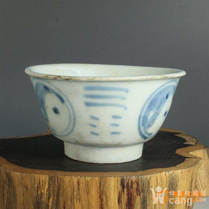 清代老瓷器青花阴阳八卦纹道教法器法水甘露碗